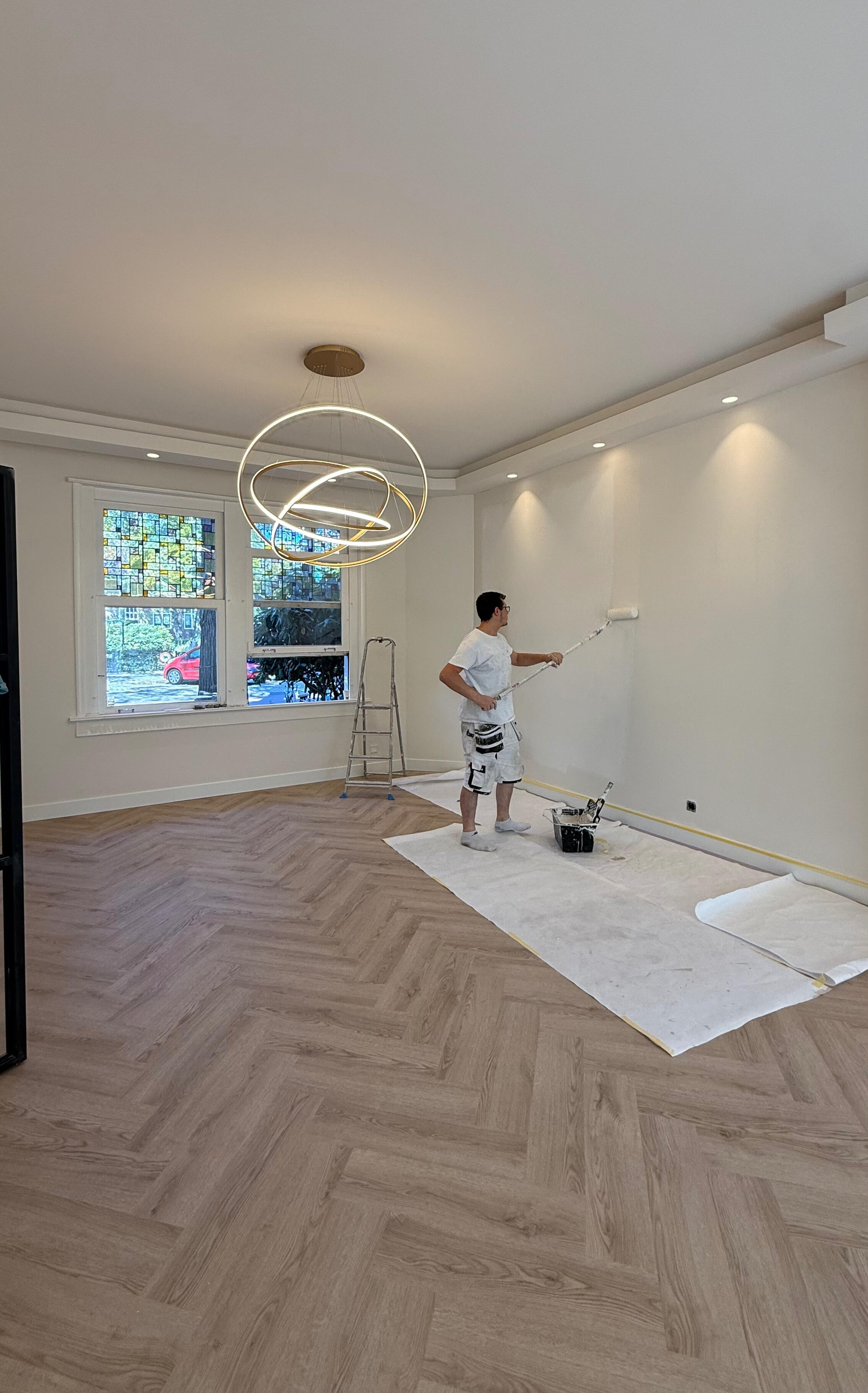 Plastering, painting, lighting, flooring
